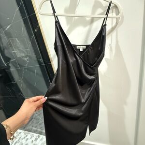 Inspired Hearts Black Satin Dress